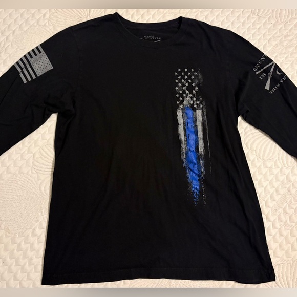 Grunt Style Mens Long Sleeve Black Thin Blue Line Mens Shirt XL - Picture 1 of 6
